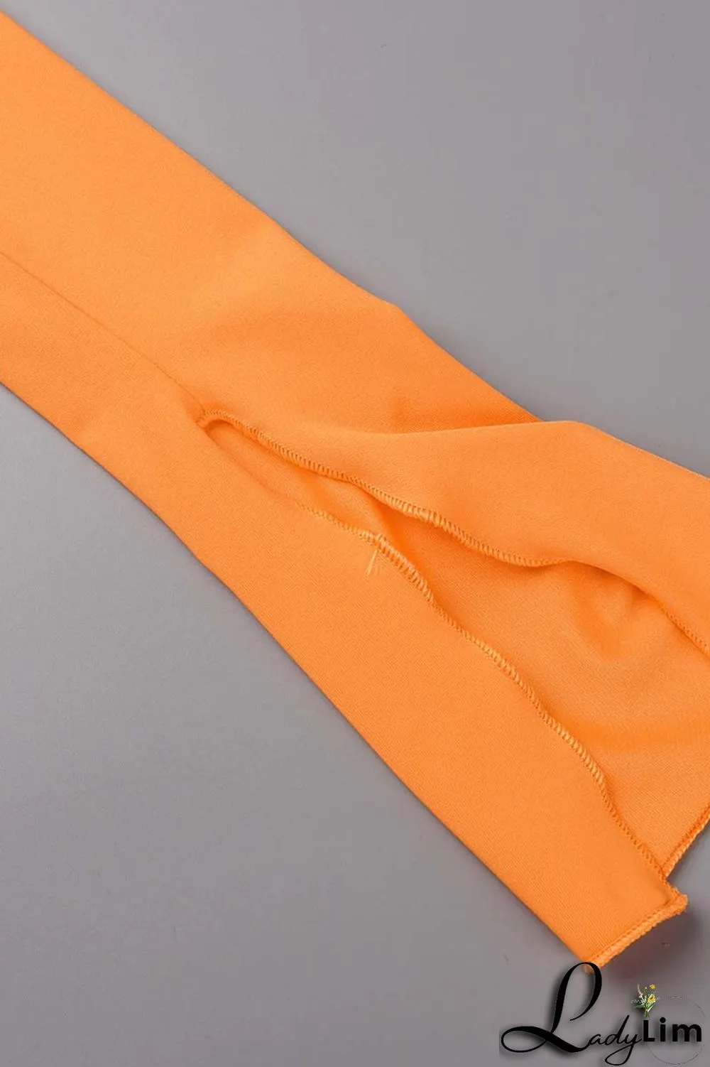 Yellow Fashion Sexy Solid Bandage Slit V Neck Long Sleeve Two Pieces