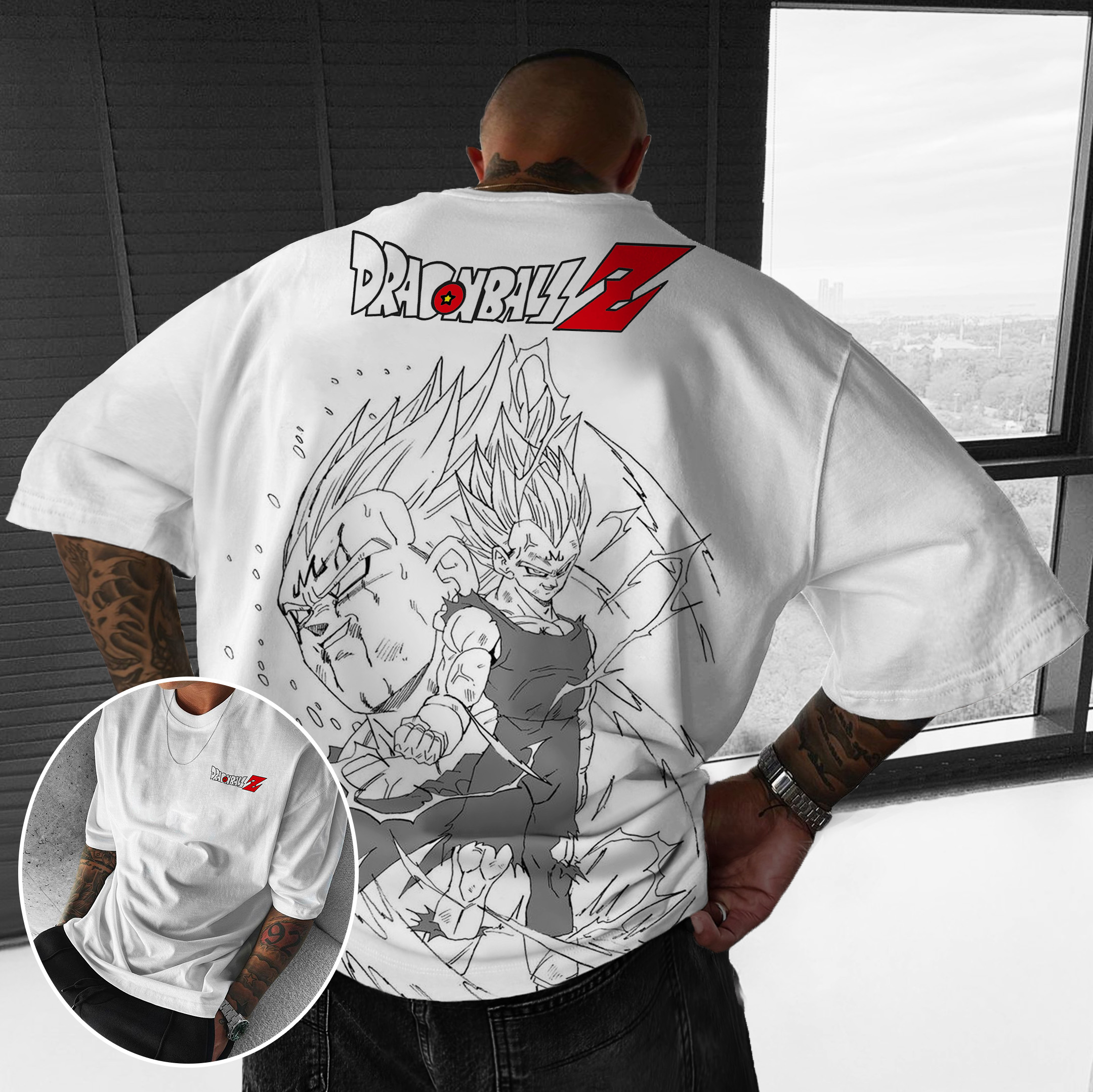 Unisex Oversized Vegeta Anime Print T-Shirt