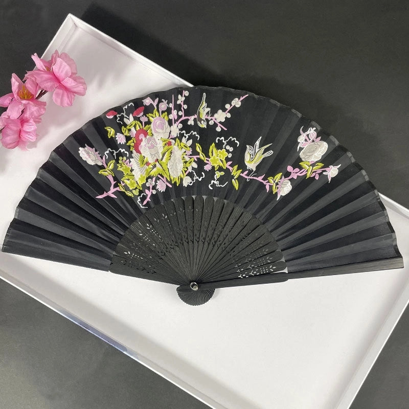 3 Pieces Ancient Style Folding Fan Female Classical Tassel Silk Fan Chinese Style Small Fan Portable Dance Craft National Fashion Fan Student Fan