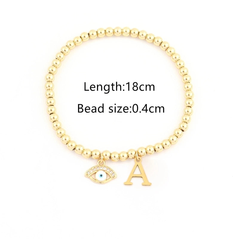 304 Stainless Steel Copper Letter Eye Bracelets