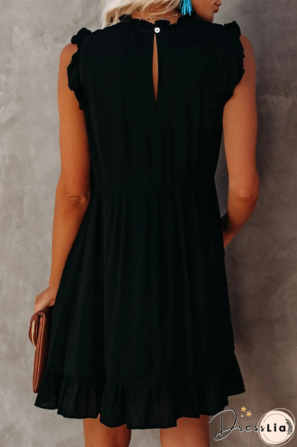 Casual Solid Flounce Half A Turtleneck Cake Skirt Dresses(3 colors)