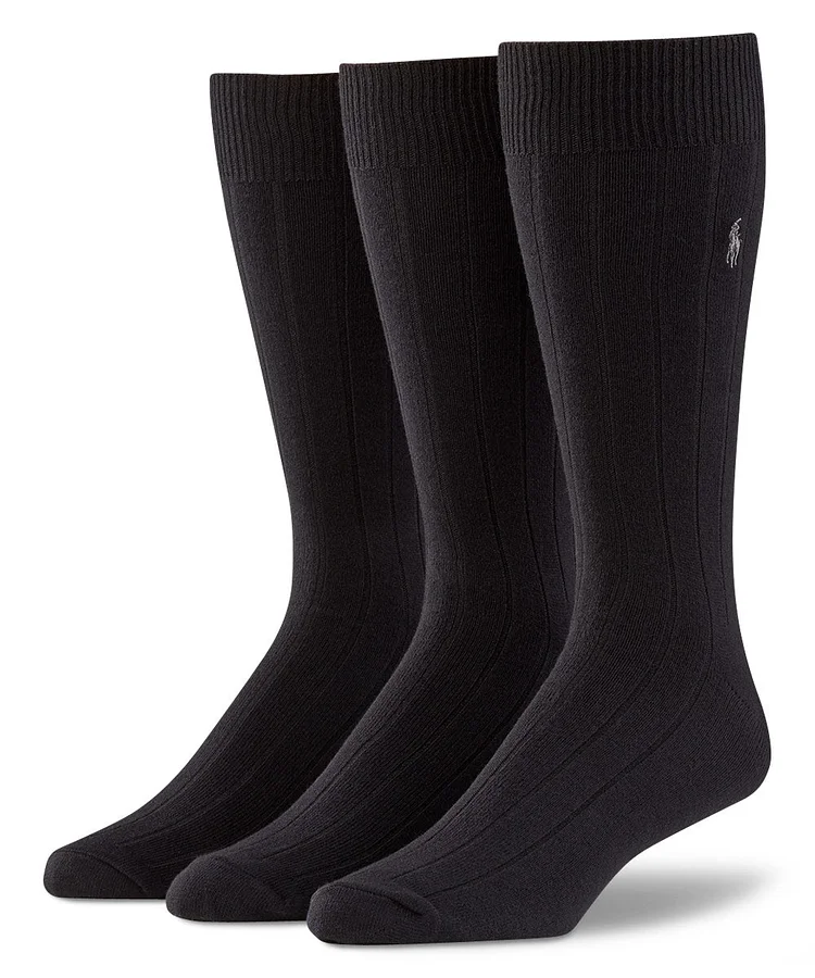 Polo Ralph Lauren Solid Black Cotton-Blend Socks (3-Pack)