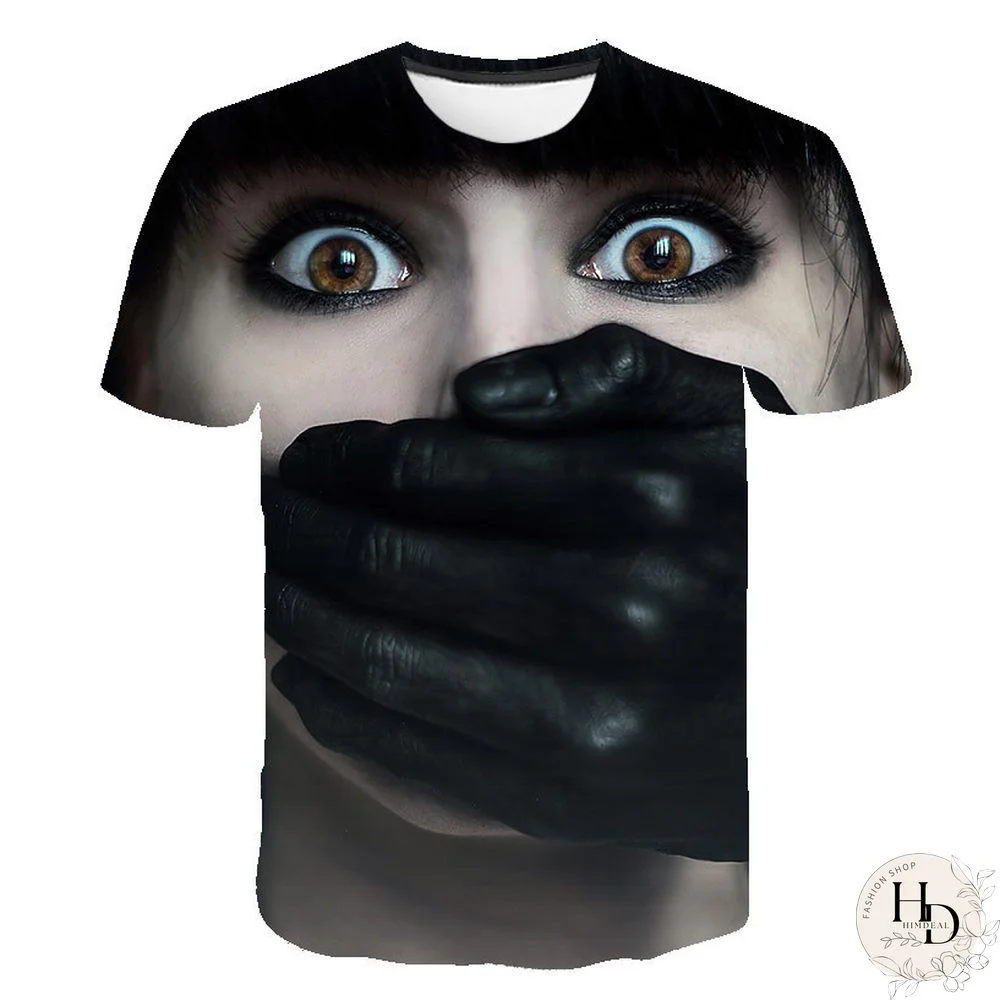 Summer Streetwear Scary Man Male 3D Print Creative Character Casual Shirt Plus Size Short Sleeve Tees Tops Clothing