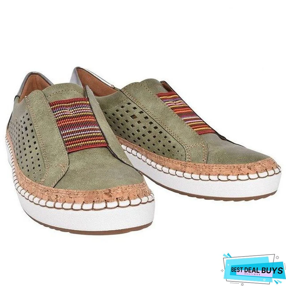 Women Pu Leather Sneaker Flats Shoes Breathable Loafers Flats Shoes