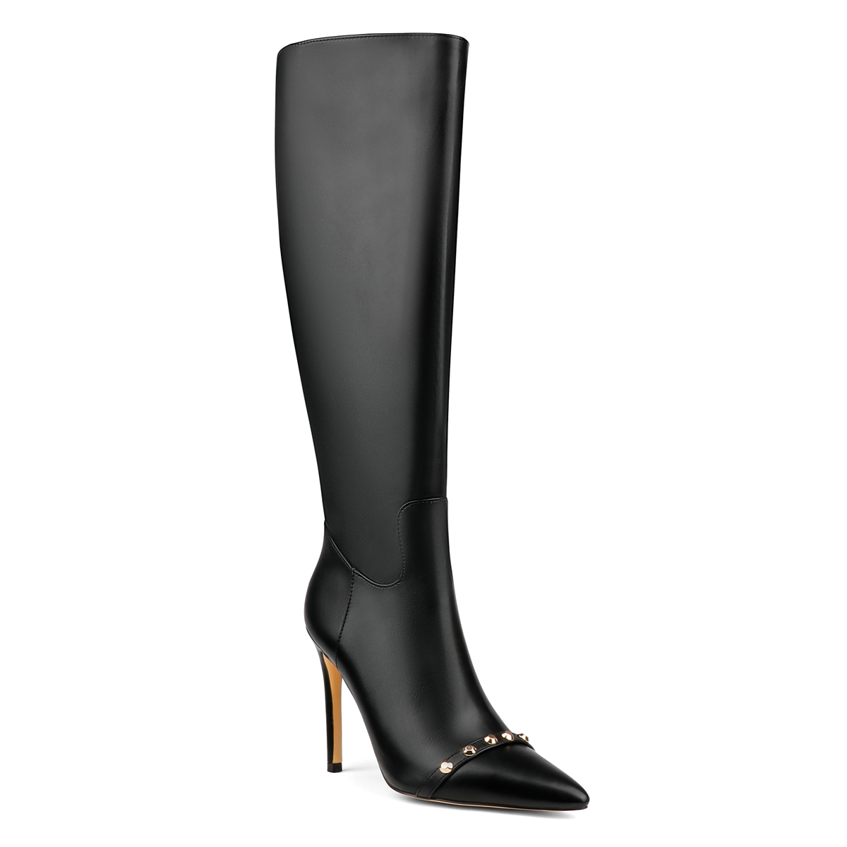 100mm Fashion Zipper Leather High Heels Knee Boots-MERUMOTE