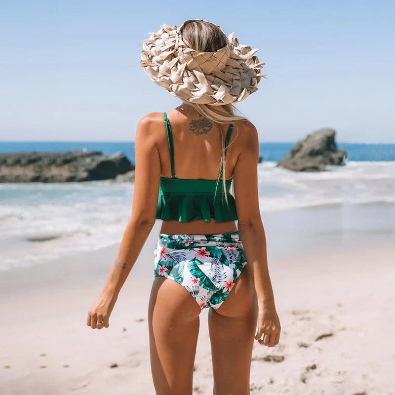 Bikini Push Up 2020 Summer Floral Sexy Swimwear Sport Women Plus Size Swimming Suit For Women Swimsuit High Waist Bikini Set