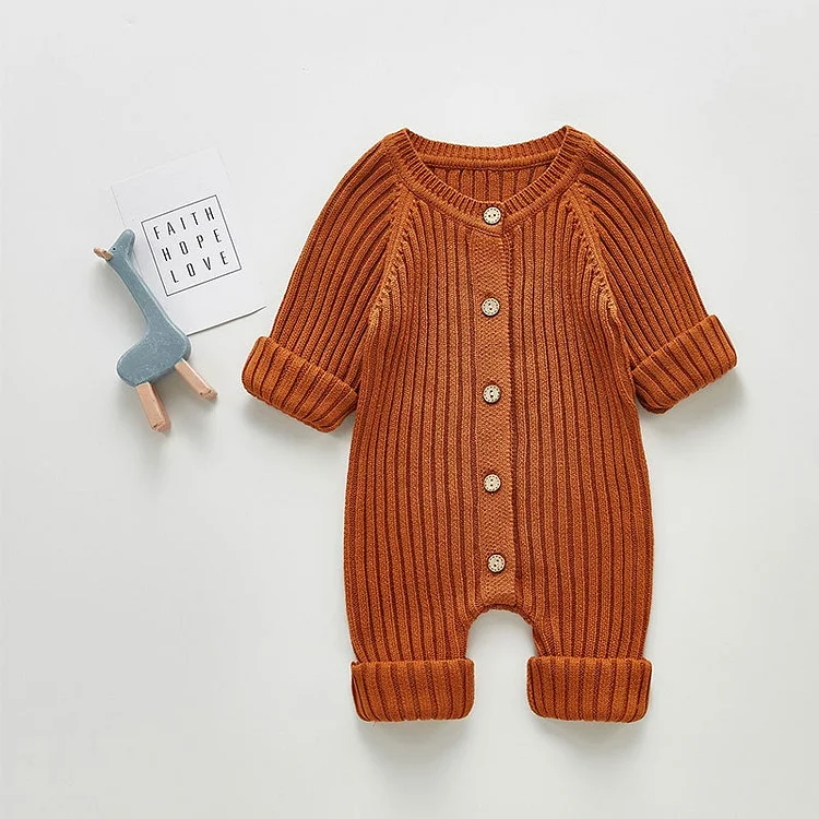Baby Unisex Solid Color Knitted Romper