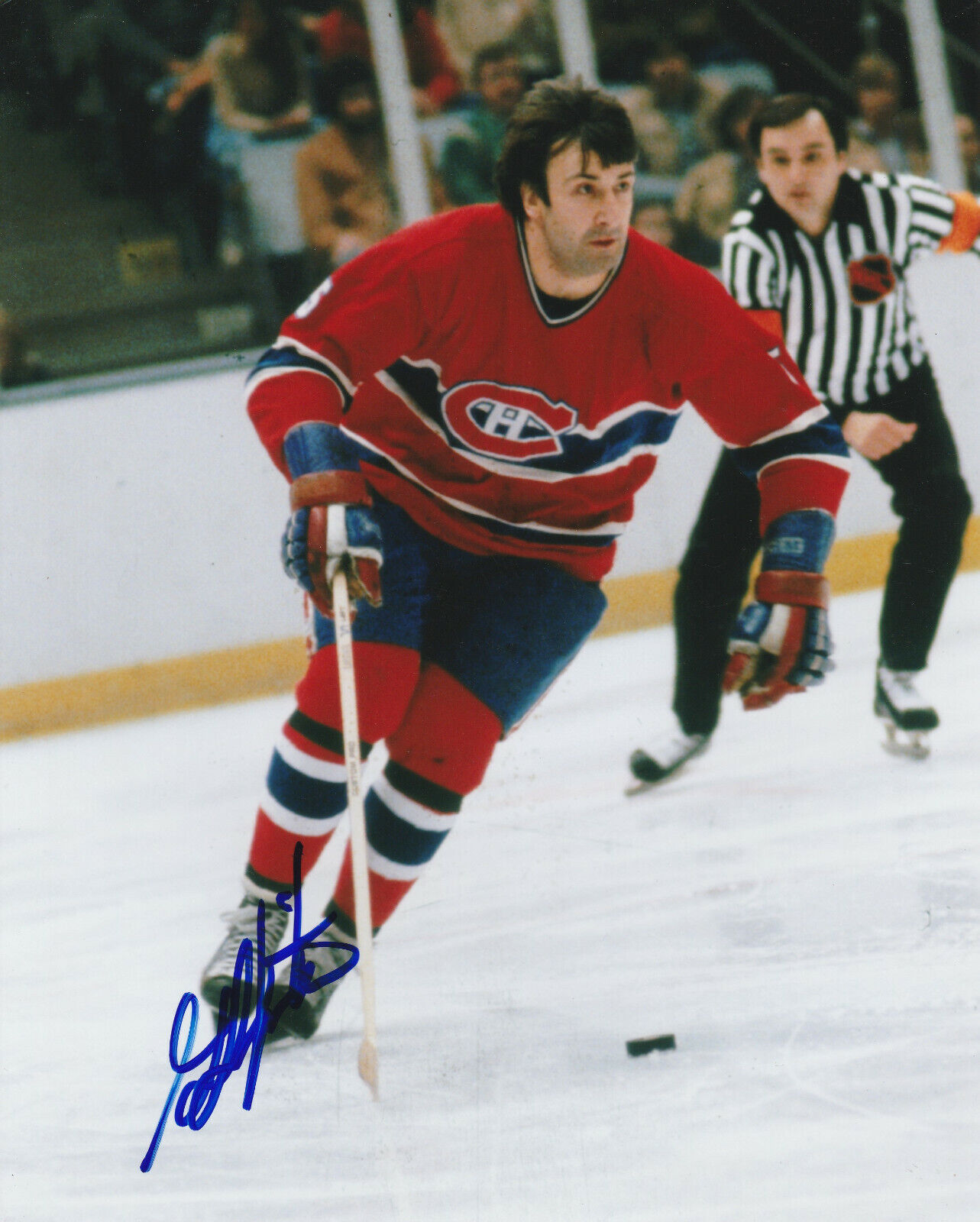 VINTAGE GUY LAPOINTE SIGNED MONTREAL CANADIENS 8x10 Photo Poster painting #1 HHOF Autograph