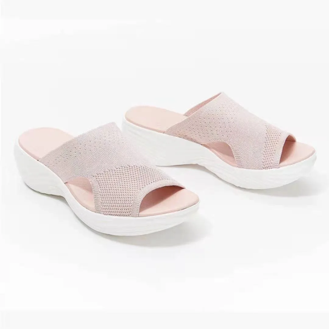Breakj Breakj Thick Bottom Slippers Women's 2023 Summer Flat Bottom Fish Mouth Mesh Breathable Lady Wears Trawl Eyes