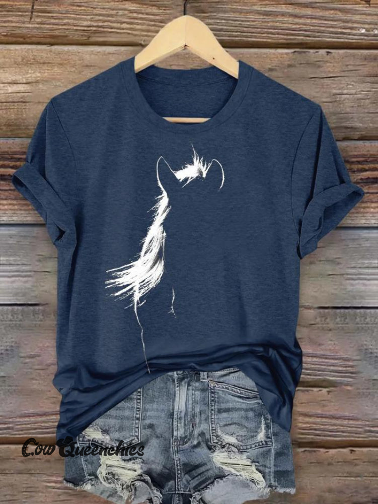Vintage Horse Print T-Shirt Blue / S