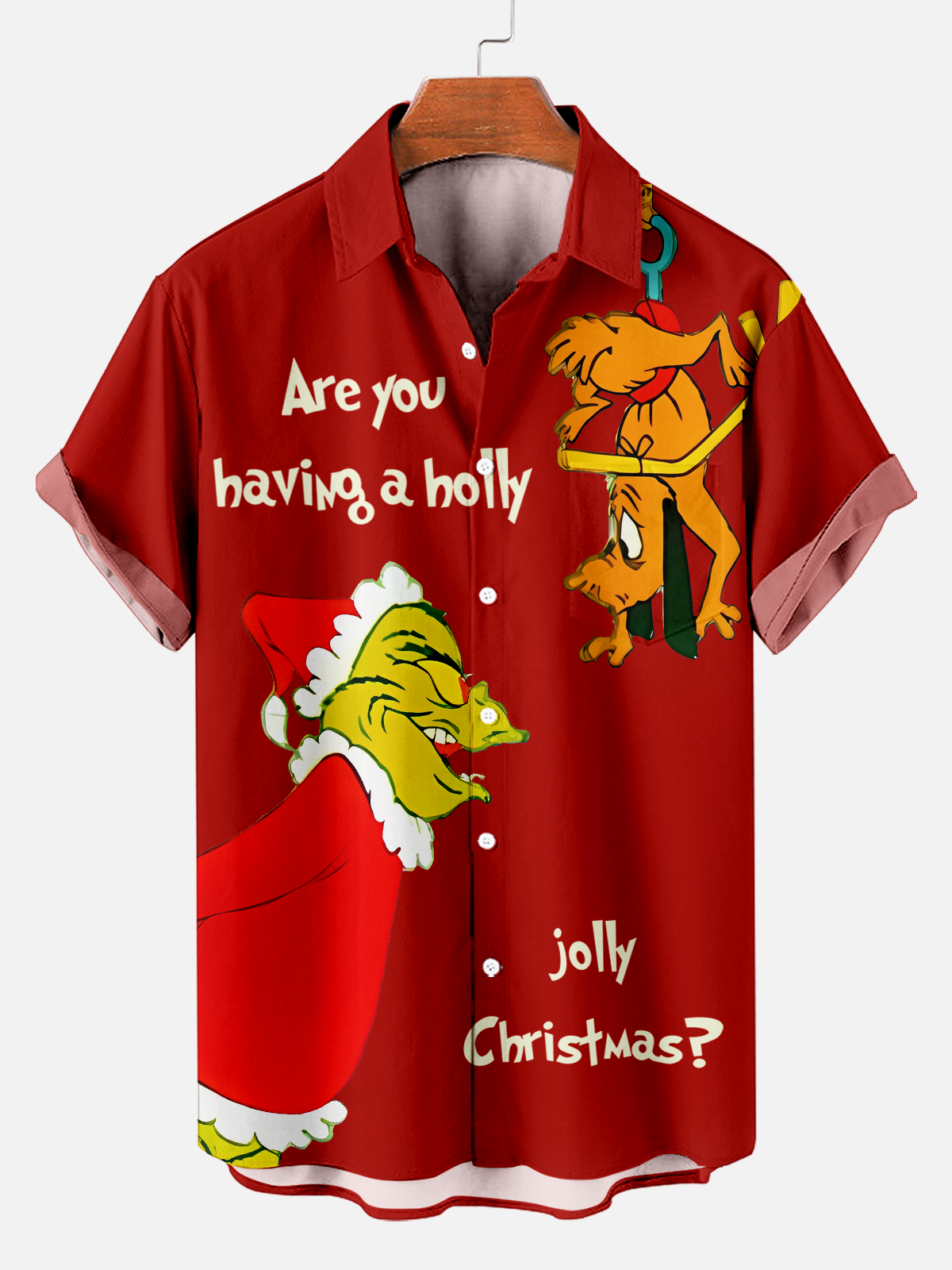 Men revisit classic Christmas character print shirt PLUSCLOTHESMAN