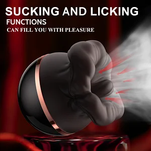 Black Pearl Mouth Oral Sex Toy with Tongue-Licking, Swinging, and Suction Vibration Features