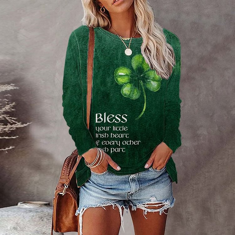 Comstylish Women's St. Patrick's Bless Print Sweatshirt