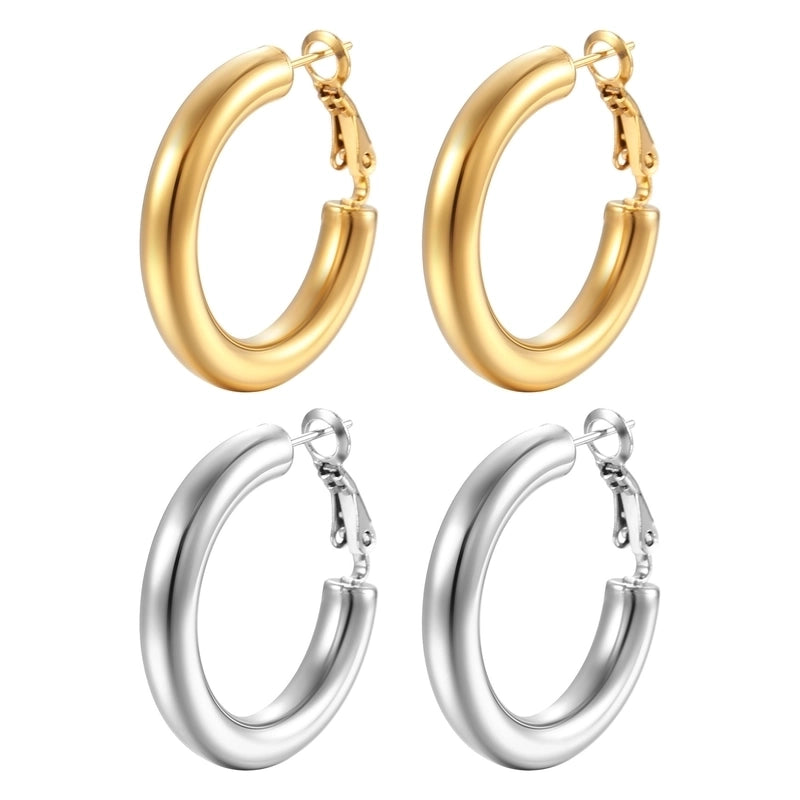 Fashion Round Plating 304 Stainless Steel 18K Gold Plated Earrings