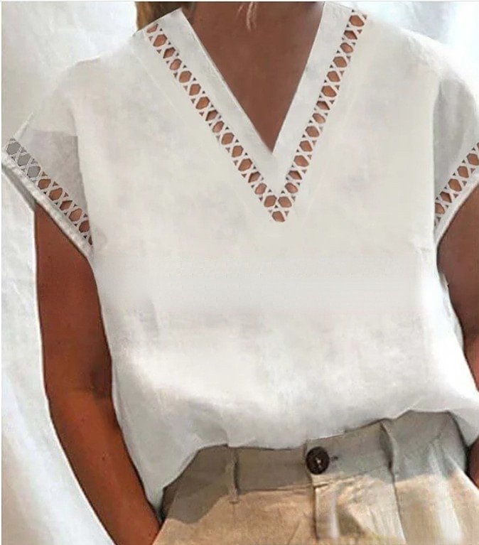 Women's Lace Cut-Out v-neck Shirt