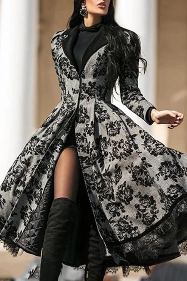 Fashion Lace Stitching Long Sellve Dress