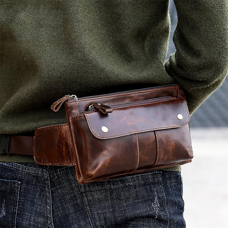 Leather Trendy Men's Bag Casual Crossbody Bag Fashion Waist Bag Chest Bag