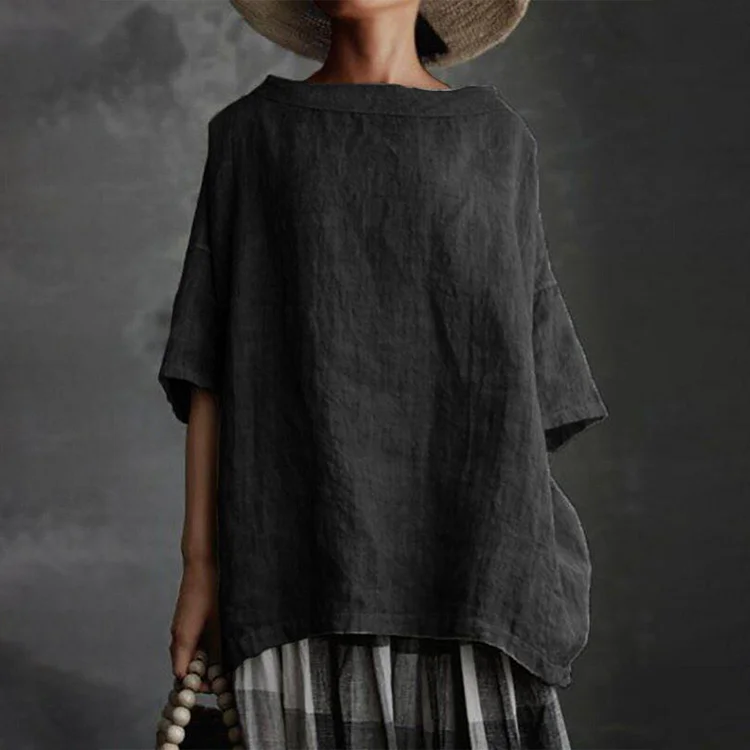 Large cotton / linen solid T-shirt