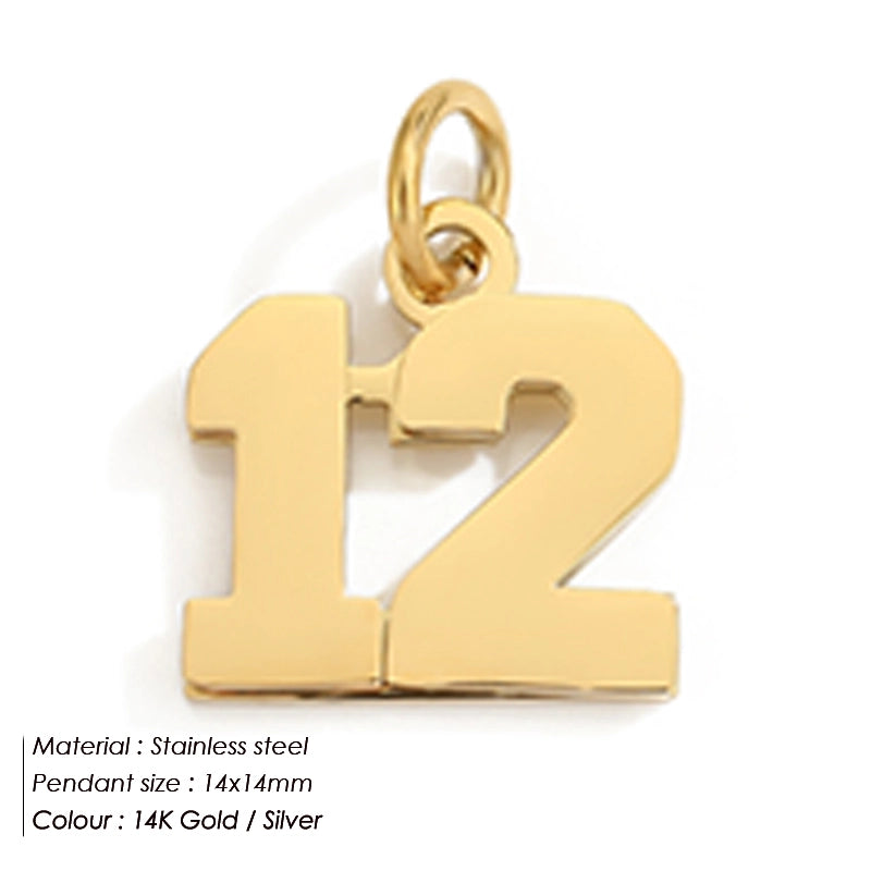 1 Piece 14*17mm 8 * 14mm 304 Stainless Steel 14K Gold Plated Number Pendant Jewelry Accessories