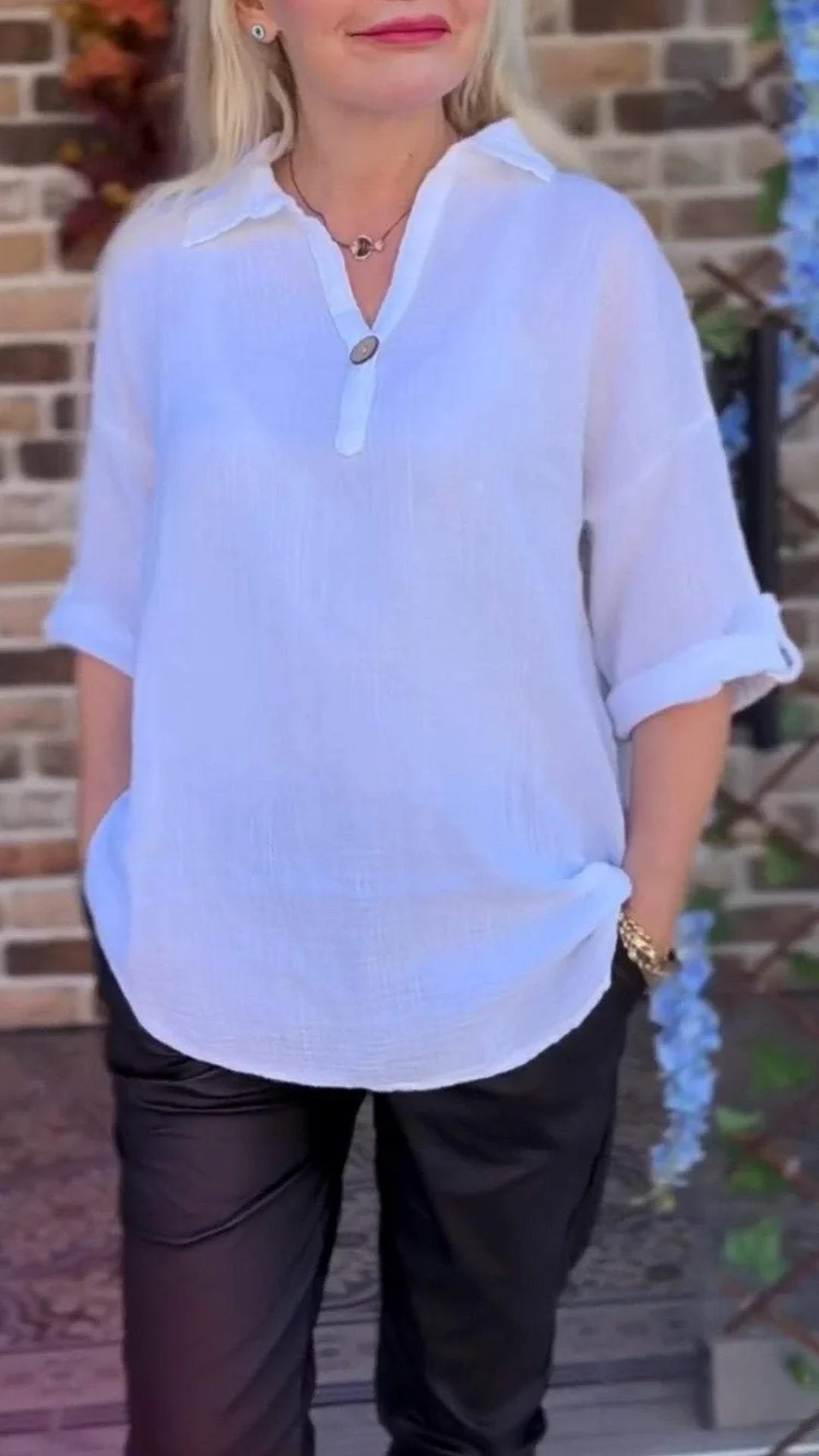 Casual Lapel Solid Color Top