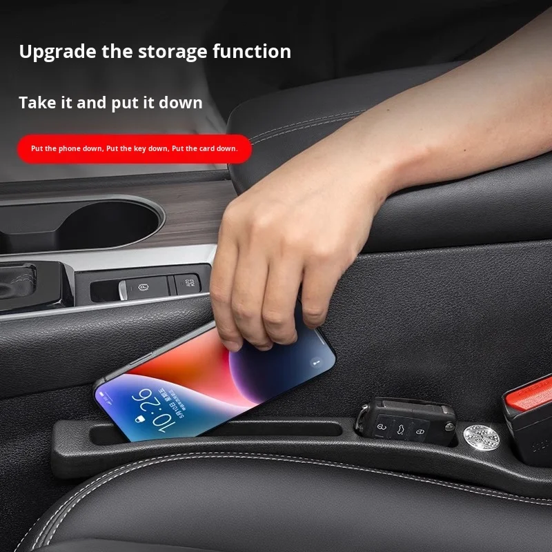 Diamond Pattern Car Seat Gap Filler with Double-Slot Leak-Proof Strip Interior Kits for Edge Filling and Storage