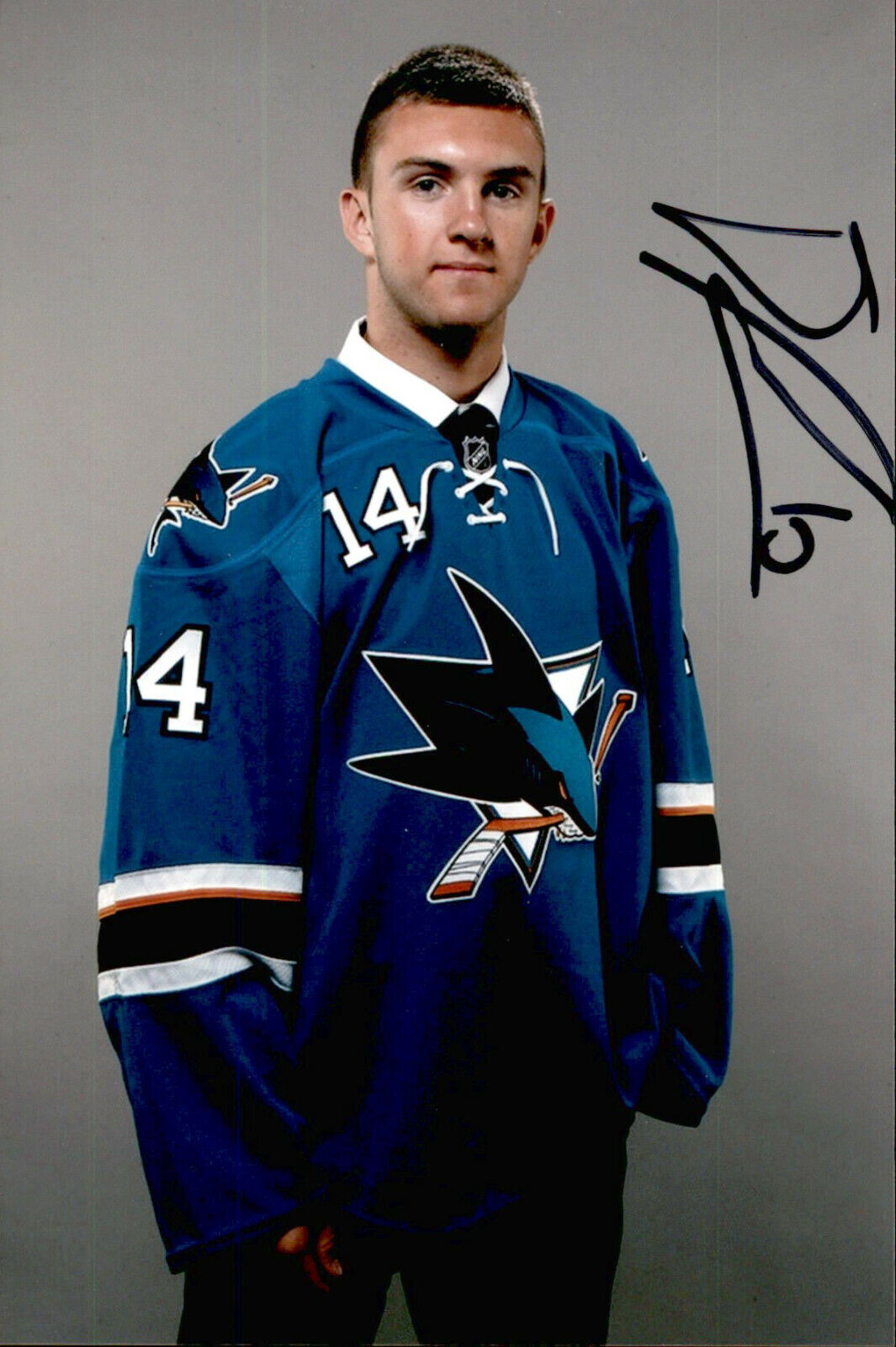 Dylan Sadowy SIGNED 4x6 Photo Poster painting SAN JOSE SHARKS #2