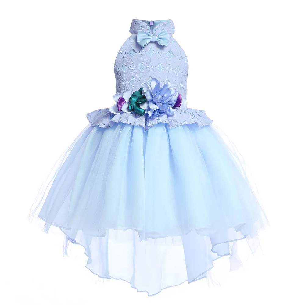 Buzzdaisy Flowers Princess Dress For Girl Halter Neck Bow-Knot Flower Sleeveless Polka Dot Cotton High Waisted Skirts Christmas Gifts