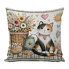 Flowers And Cats-11CT Stamped Cross Stitch Pillowcase 45*45cm