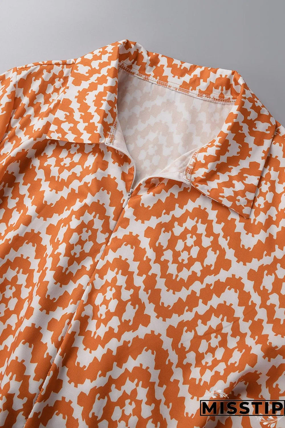 Colour Casual Print Patchwork Turndown Collar Straight Plus Size Dresses