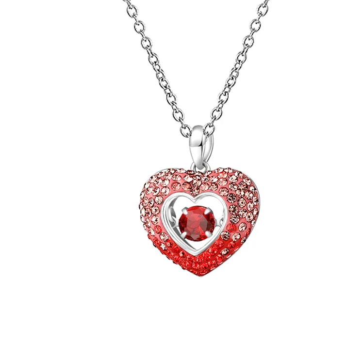 For Step Daughter - Forever Linked Together Pink Beating Heart Necklace