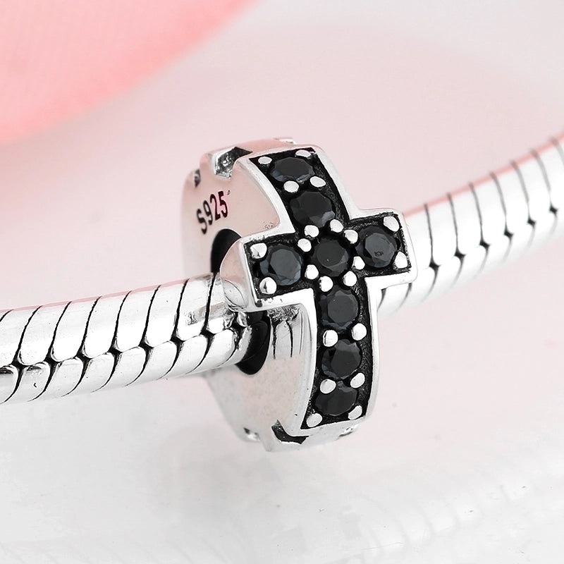 1 Piece 925 Sterling Silver Zircon Cross Devil's Eye Bow Knot Jewelry Accessories3