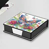5D Butterfly DIY PU Diamond Painting Notecard Box with 160 Sheets Paper Holder