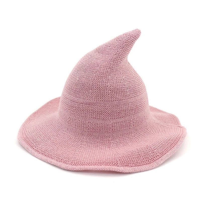 Exclusive Cotton Yarn Wizard Popular Knitted Halloween Witch Hat Peaked Foldable Magic Hat