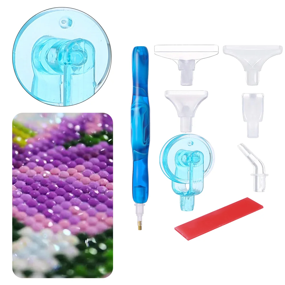 Resin 5D Diamond Painting Pen Kit with 5 Drill Pen Picking Heads and 1 Glue Clay