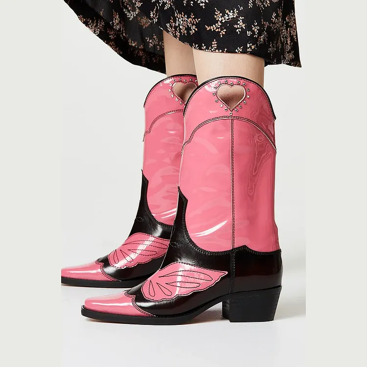 Fuchsia Ankle Strap Platform Western Boots Vdcoo