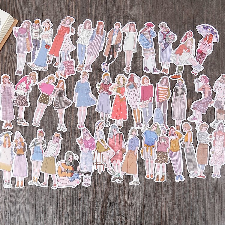 JOURNALKSAY 100pcs/168pcs Trendy Fashion Girl Journal Album Decoration Sticker Pack