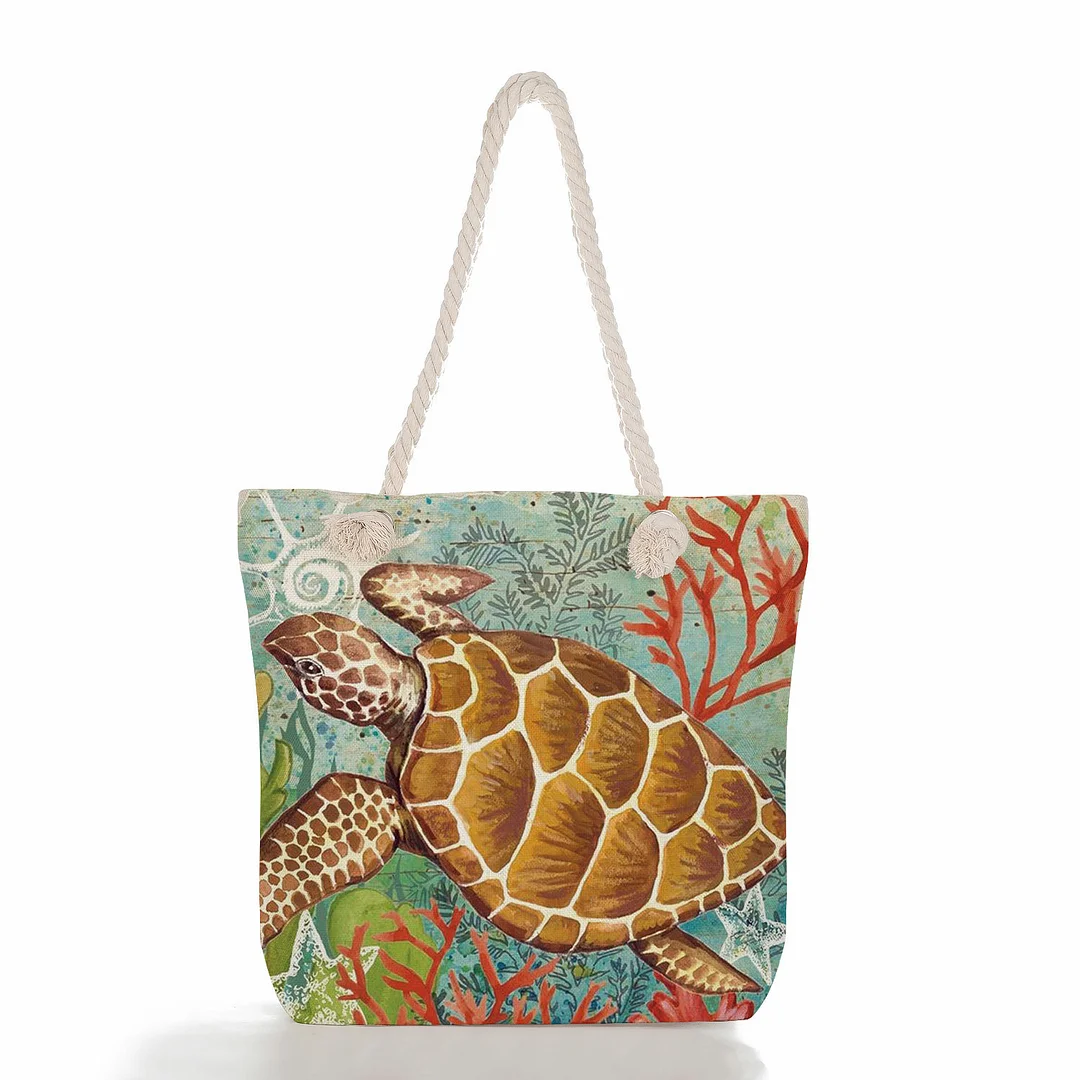 Whale & Waves Japanese Lino Art Tote Bag、、URBENIE
