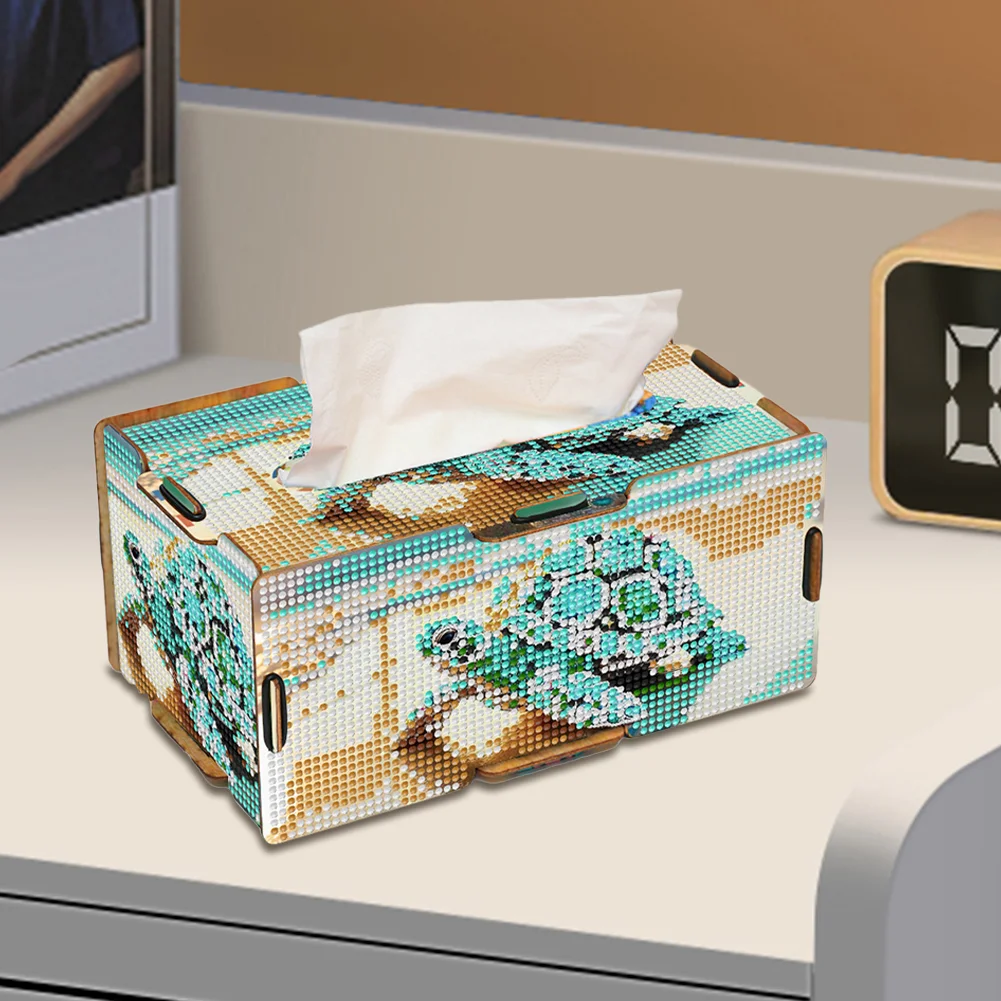 Diamond Painting Tissue Box Kits Decorative Rhinestone Craft Kit (Turtle)