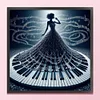 (Stamped/Counted) Piano Girl-11CT Cross Stitch 40*40cm/15.75*15.75in
