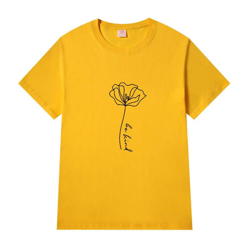 Short Sleeve Crew Neck Be Kind Letter Printed T-shirt