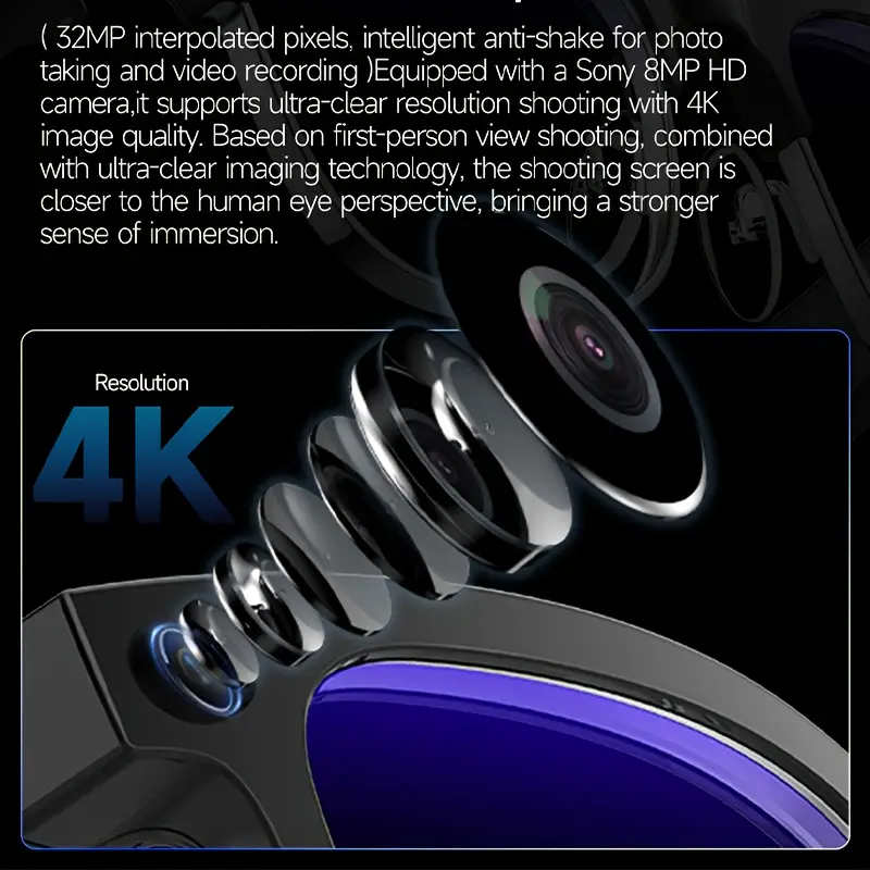 smart glasses with, real-time translation & 1080p hd camera - 8mp ultra-wide, dual-mic noise reduction, - ic, compatible with smartphones/tablets for vlogging, travel, video calls & multi-language Product details 5