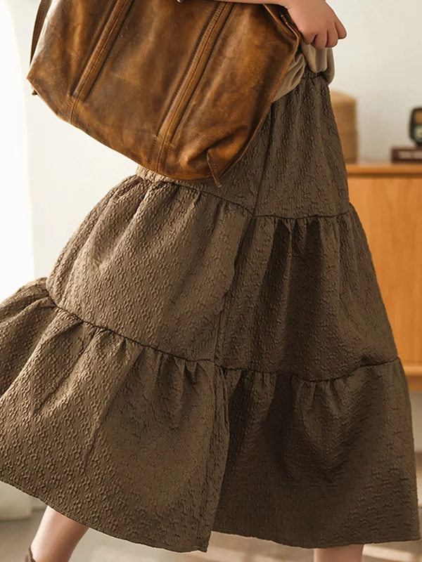 Vintage Roomy Split-Joint Pleated Skirt Bottom