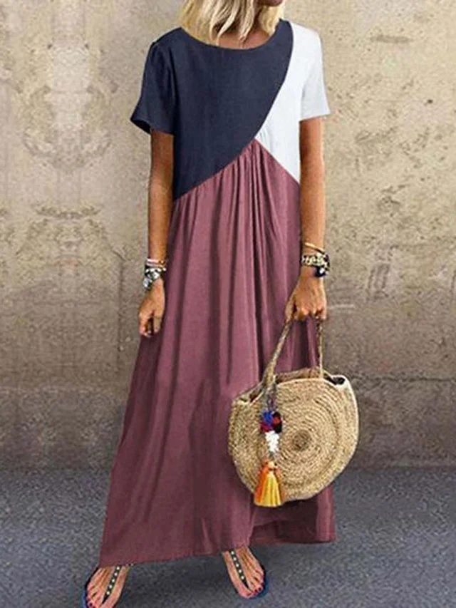 Splice Plus Size Short Sleeve Maxi Dress