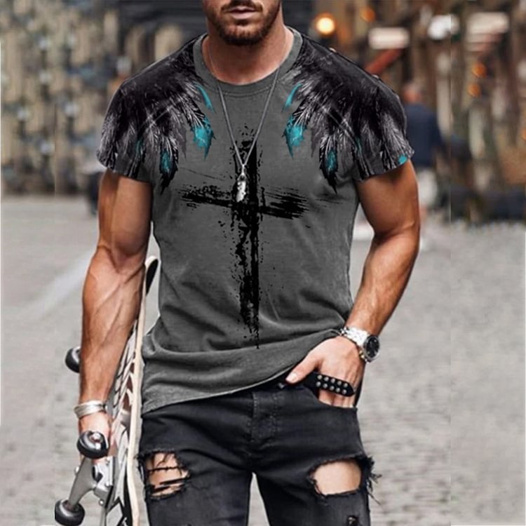 BrosWear Men's Jesus Cross Element Casual T-shirt black