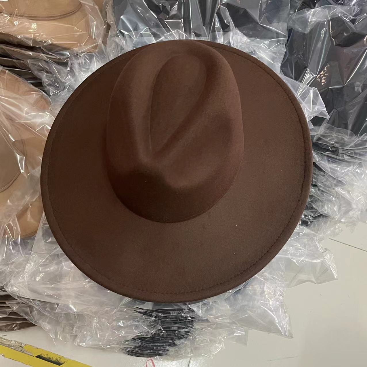Unisex Elegant Solid Color Big Eaves Flat Eaves Fedora Hat
