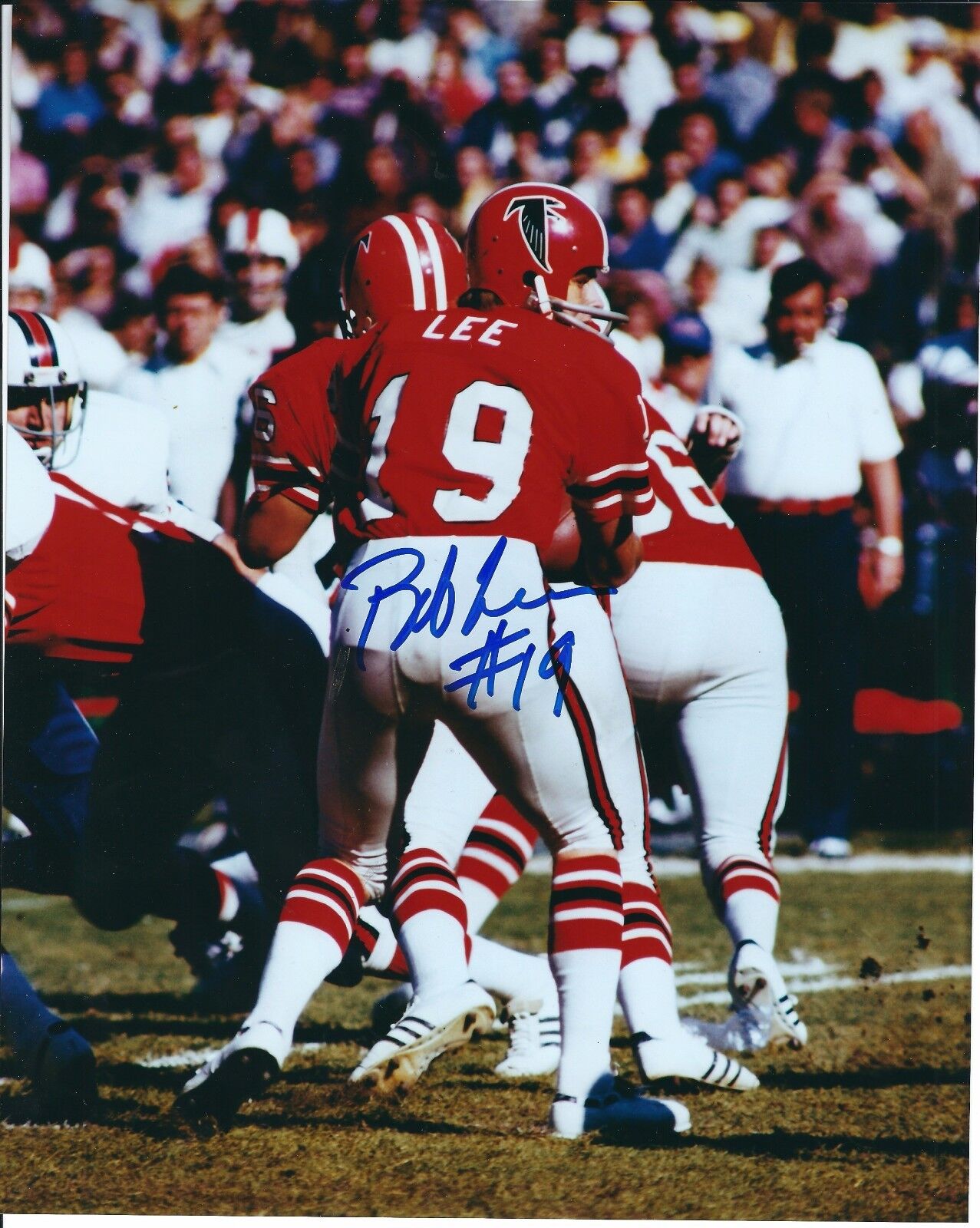 Signed 8x10 BOB LEE Atlanta Falcons Autographed Photo Poster painting - w/COA