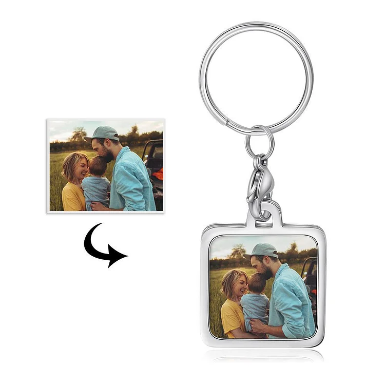 Square Shape Custom Photo Keychain Personalized Birthday Gift