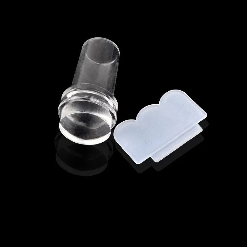 2.4cm New Design Pure Clear Jelly Silicone Nail Art Stamper Scraper Transparent Nail Stamp Stamping Tool