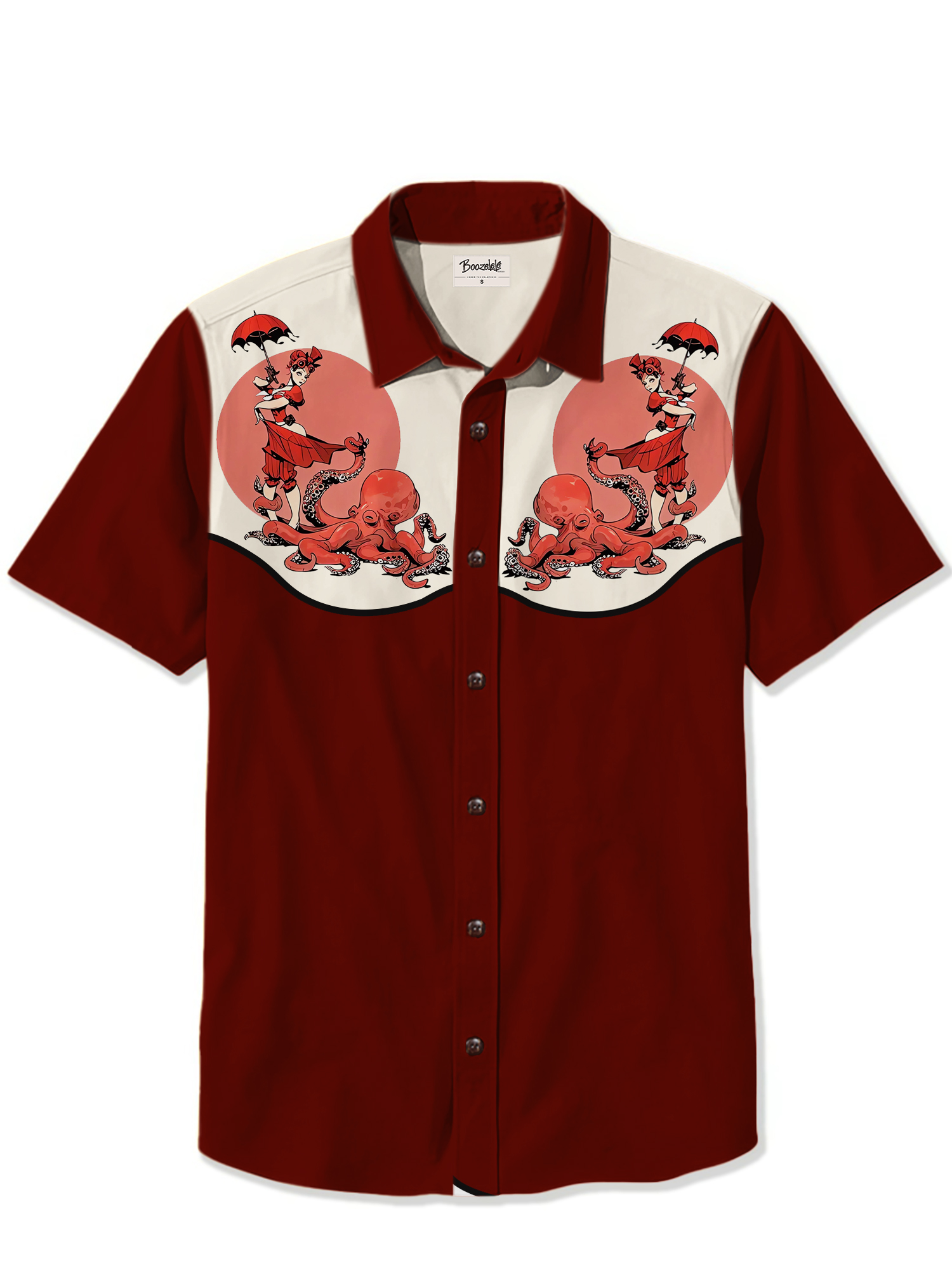 Retro Pin-Up Girl And Octopus- 100% Cotton Shirt