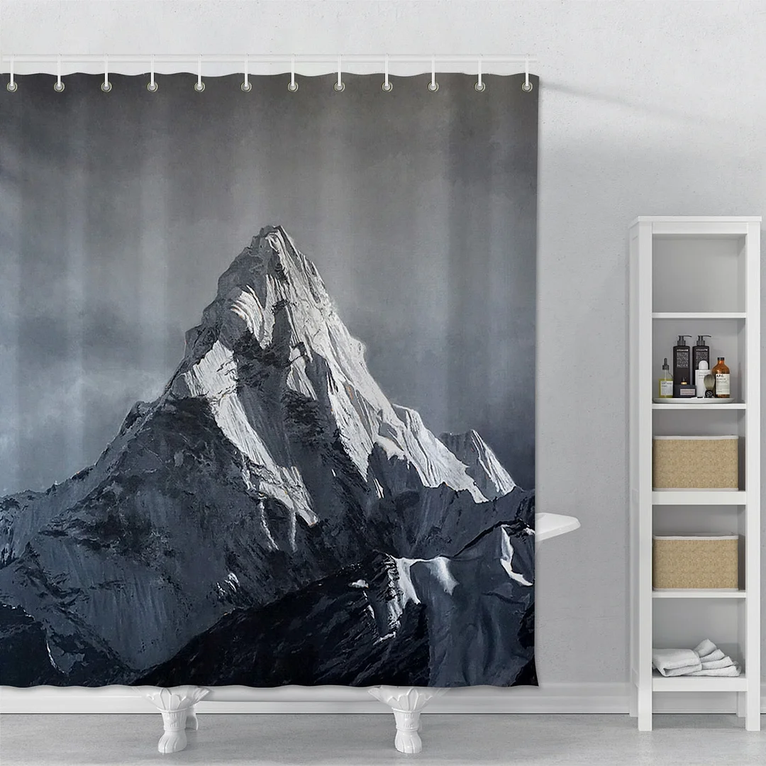 Shower Curtain Printed Mountain Pink Sky Bathroom Polyester Shower Curtain Waterproof Bathroom Shower Curtain With Hooks Decor